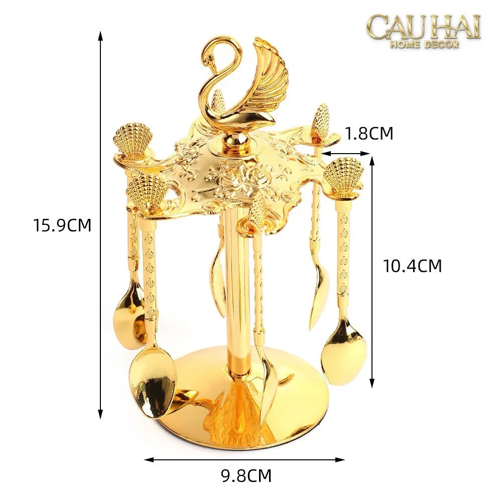 Set Muỗng - Gold Coffee Spoon Swan Carousel 6 Cái-CẬU HAI HOME DECOR