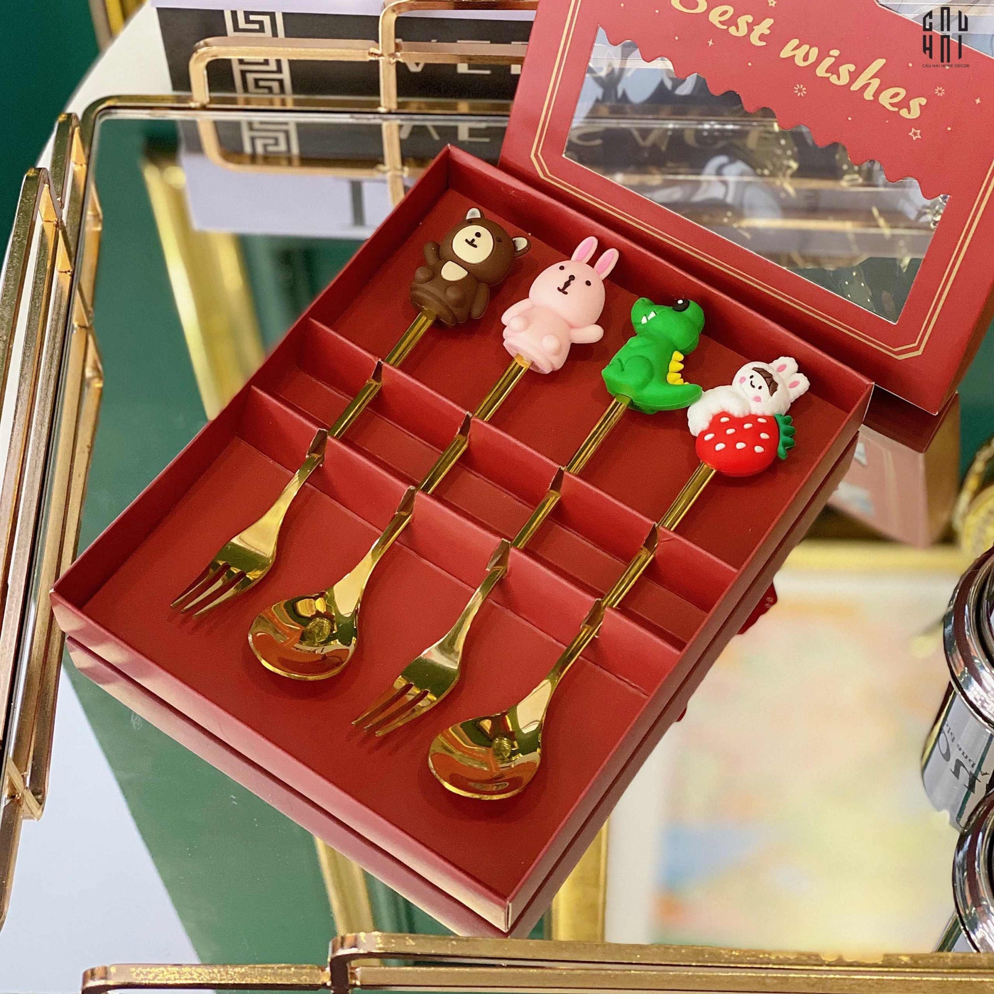 SET MUỖNG NĨA BEST WISHES 4PCS-CẬU HAI HOME DECOR