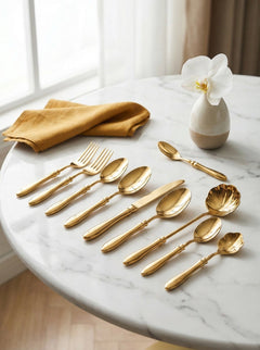 Set Muỗng Nĩa Tráng Miệng Vỏ Sò 4 Món Shell Shape Desert Cutlery Cobra Collection 4pcs-Dinner Cutlery Set Dao Muỗng Nĩa-CẬU HAI HOME DECOR