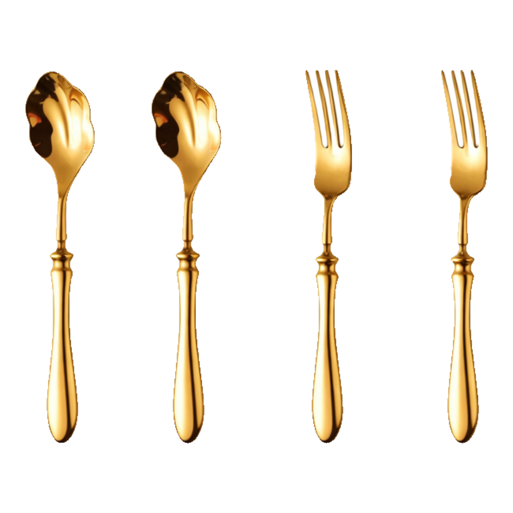 Set Muỗng Nĩa Tráng Miệng Vỏ Sò 4 Món Shell Shape Desert Cutlery Cobra Collection 4pcs