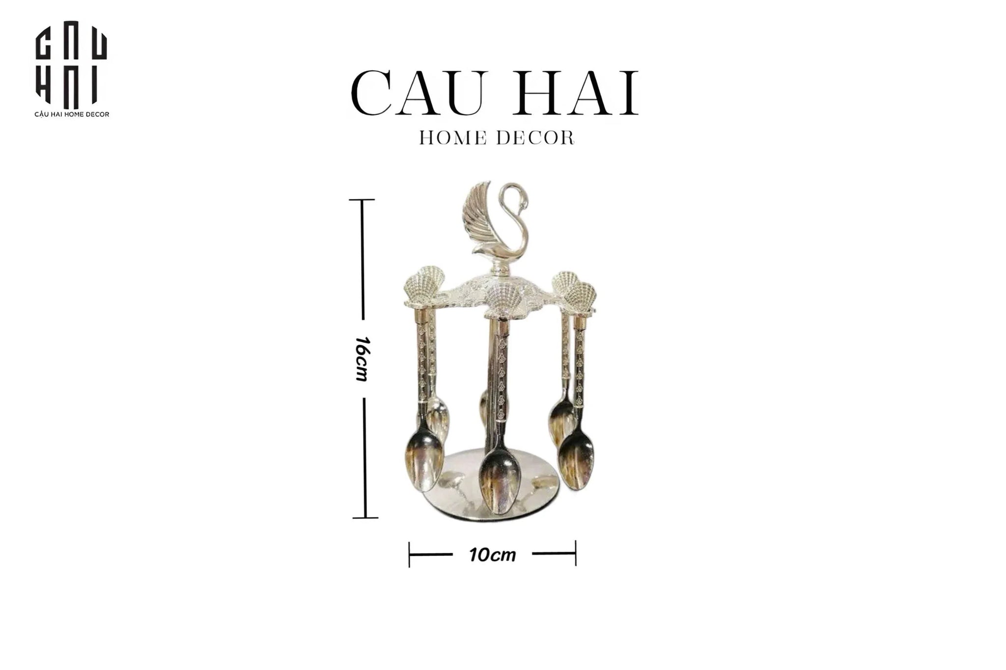 SET MUỖNG - SILVER COFFEE SPOON SWAN CAROUSEL 6 CÁI-CẬU HAI HOME DECOR