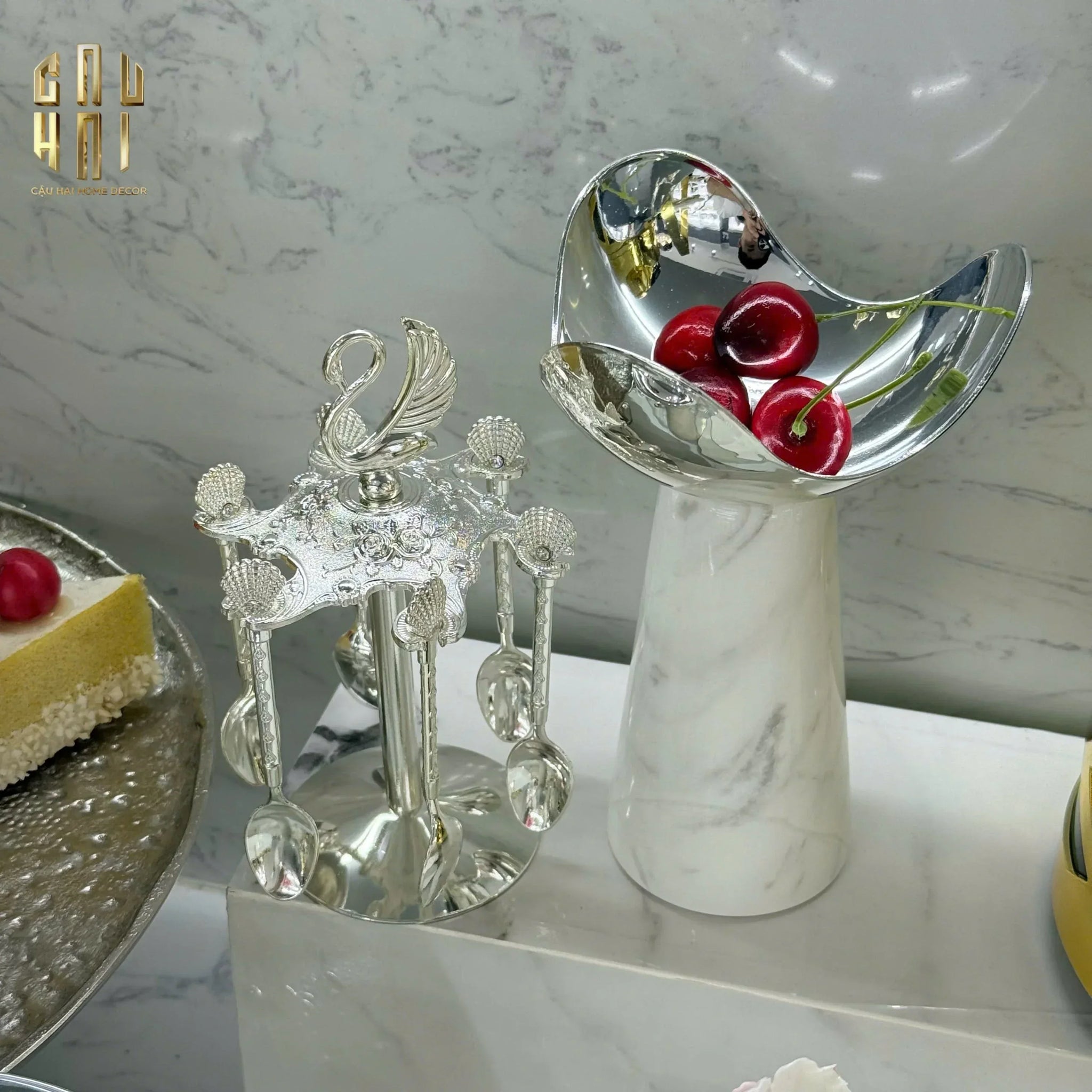 SET MUỖNG - SILVER COFFEE SPOON SWAN CAROUSEL 6 CÁI-CẬU HAI HOME DECOR