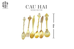 Set Muỗng Tráng Miệng - Gold Coffee Spoon Antique 6 Cái-CẬU HAI HOME DECOR