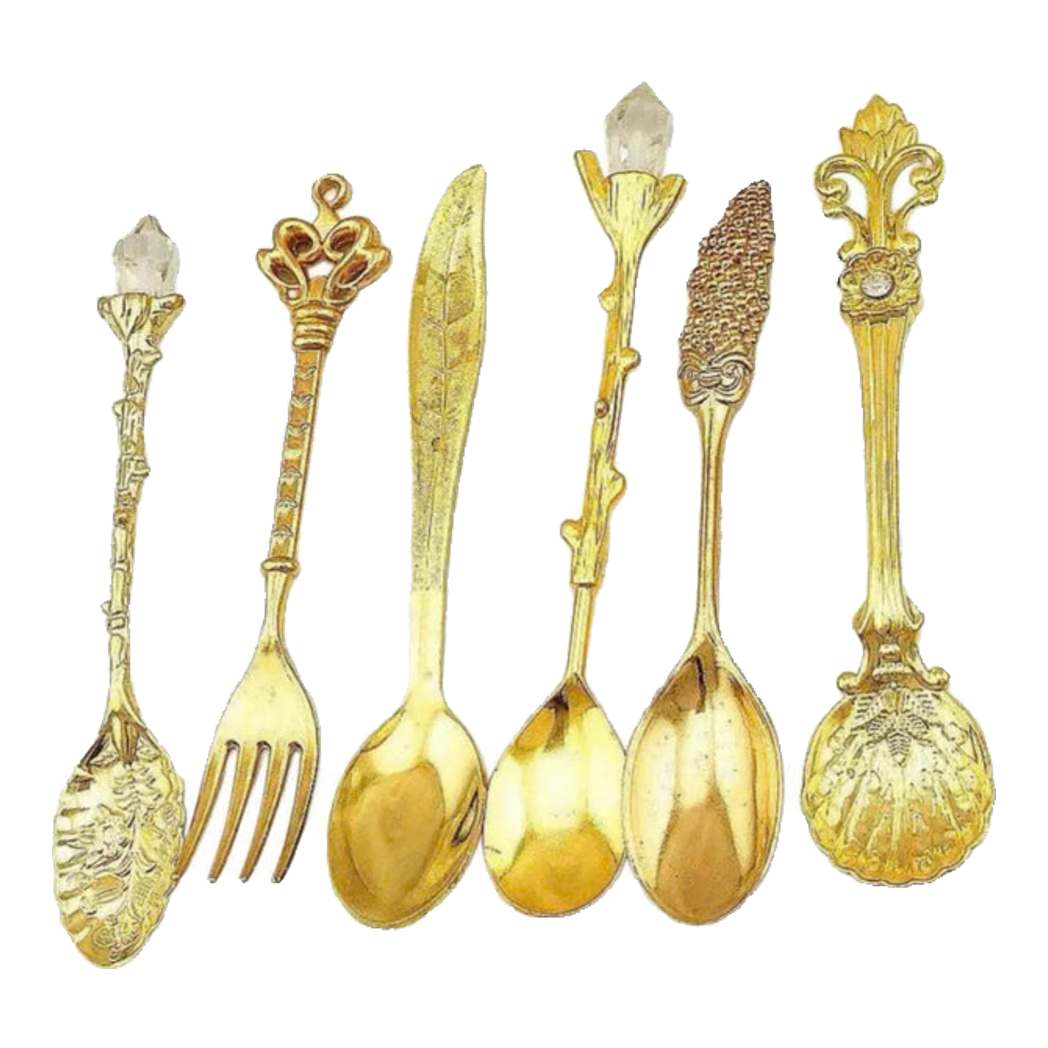 Set Muỗng Tráng Miệng - Gold Coffee Spoon Antique 6 Cái