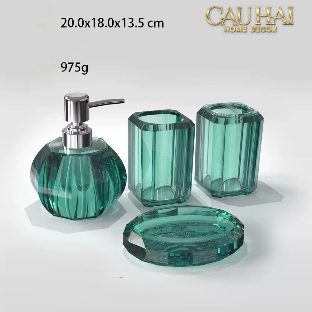 Set Nhà Tắm Acrylic 4 Món Jade Gemstone Bathroom Vanity Set 4pcs-PHỤ KIỆN NHÀ TẮM-CẬU HAI HOME DECOR-CẬU HAI HOME DECOR