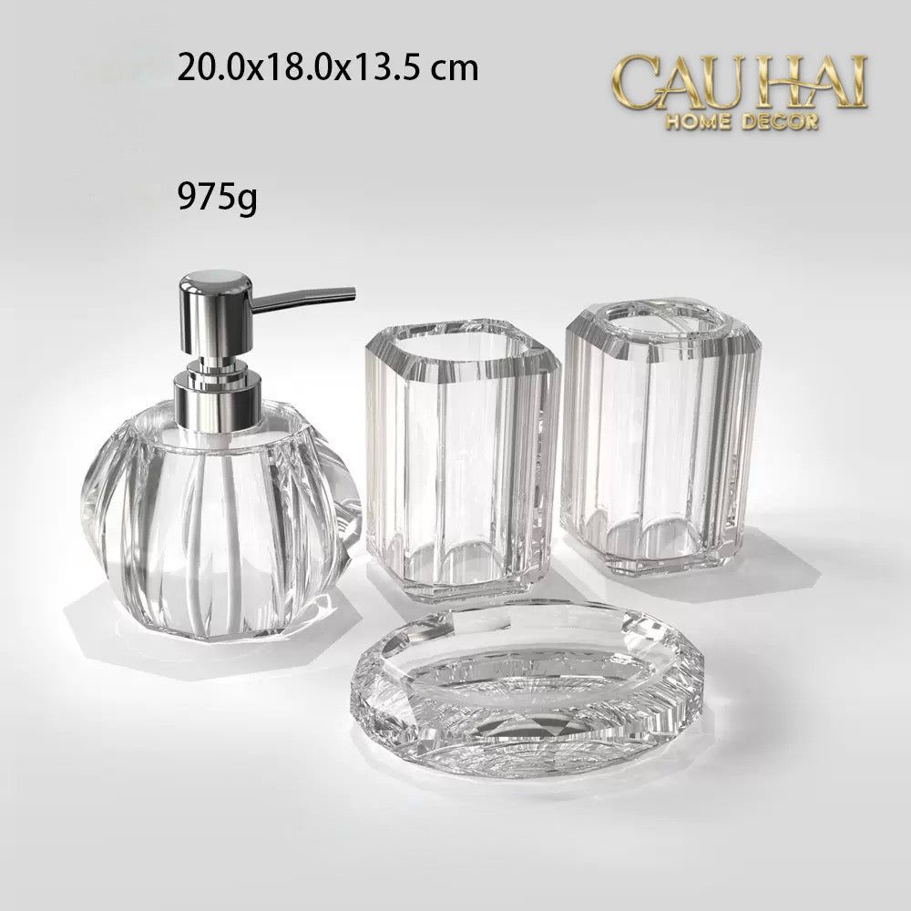 Set Nhà Tắm Acrylic 4 Món Jade Gemstone Bathroom Vanity Set 4pcs-PHỤ KIỆN NHÀ TẮM-CẬU HAI HOME DECOR-CẬU HAI HOME DECOR
