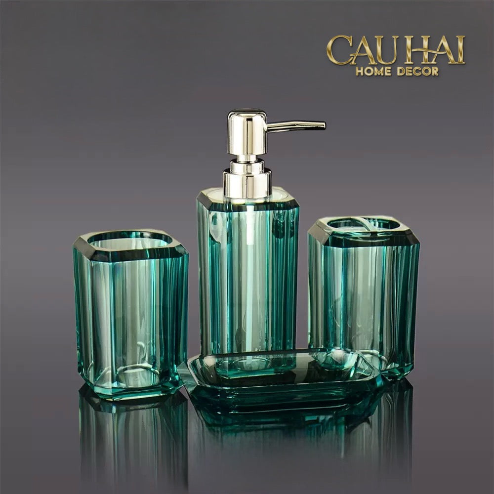 Set Nhà Tắm Acrylic 4 Món Jade Gemstone Bathroom Vanity Set 4pcs-PHỤ KIỆN NHÀ TẮM-CẬU HAI HOME DECOR-CẬU HAI HOME DECOR