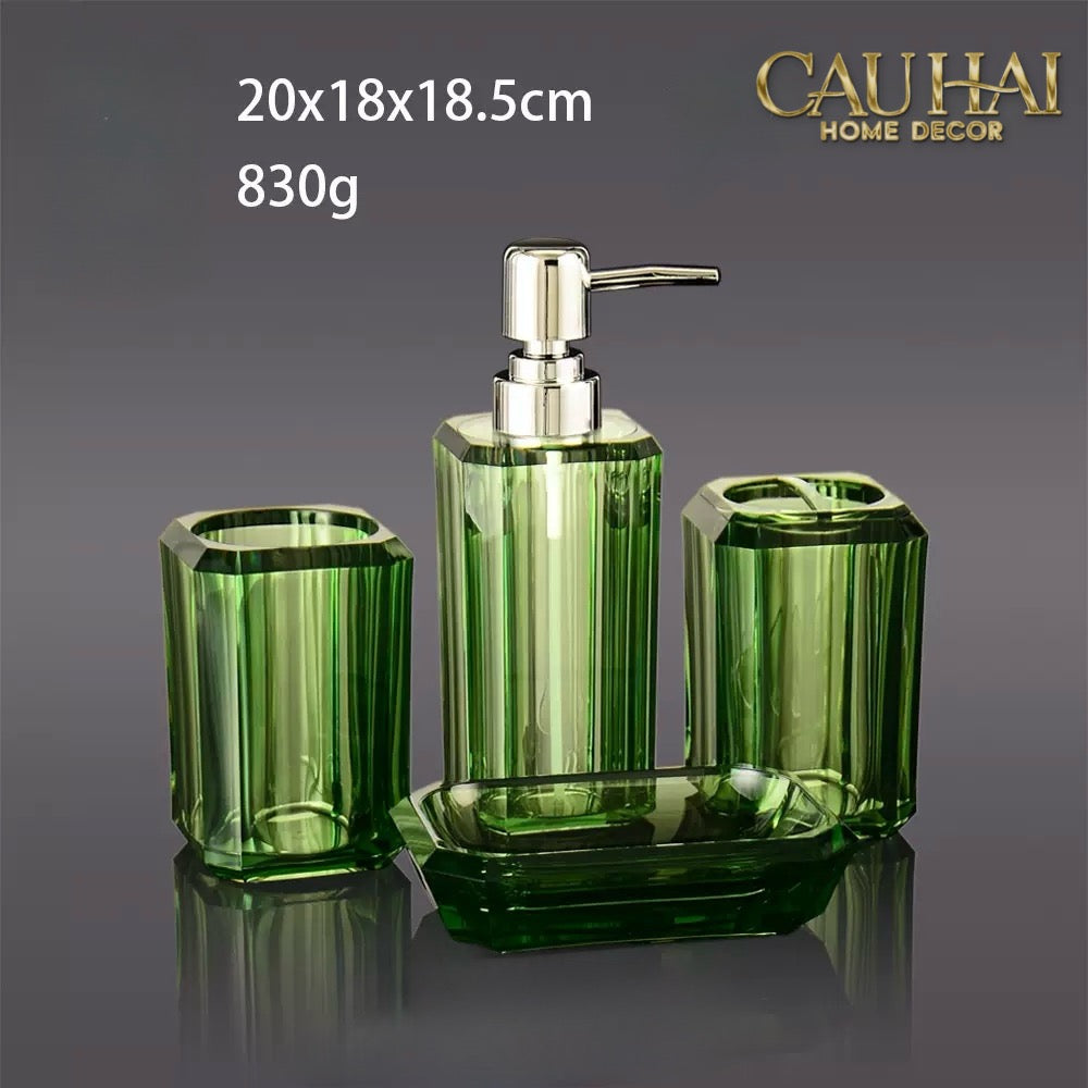 Set Nhà Tắm Acrylic 4 Món Jade Gemstone Bathroom Vanity Set 4pcs-PHỤ KIỆN NHÀ TẮM-CẬU HAI HOME DECOR-CẬU HAI HOME DECOR