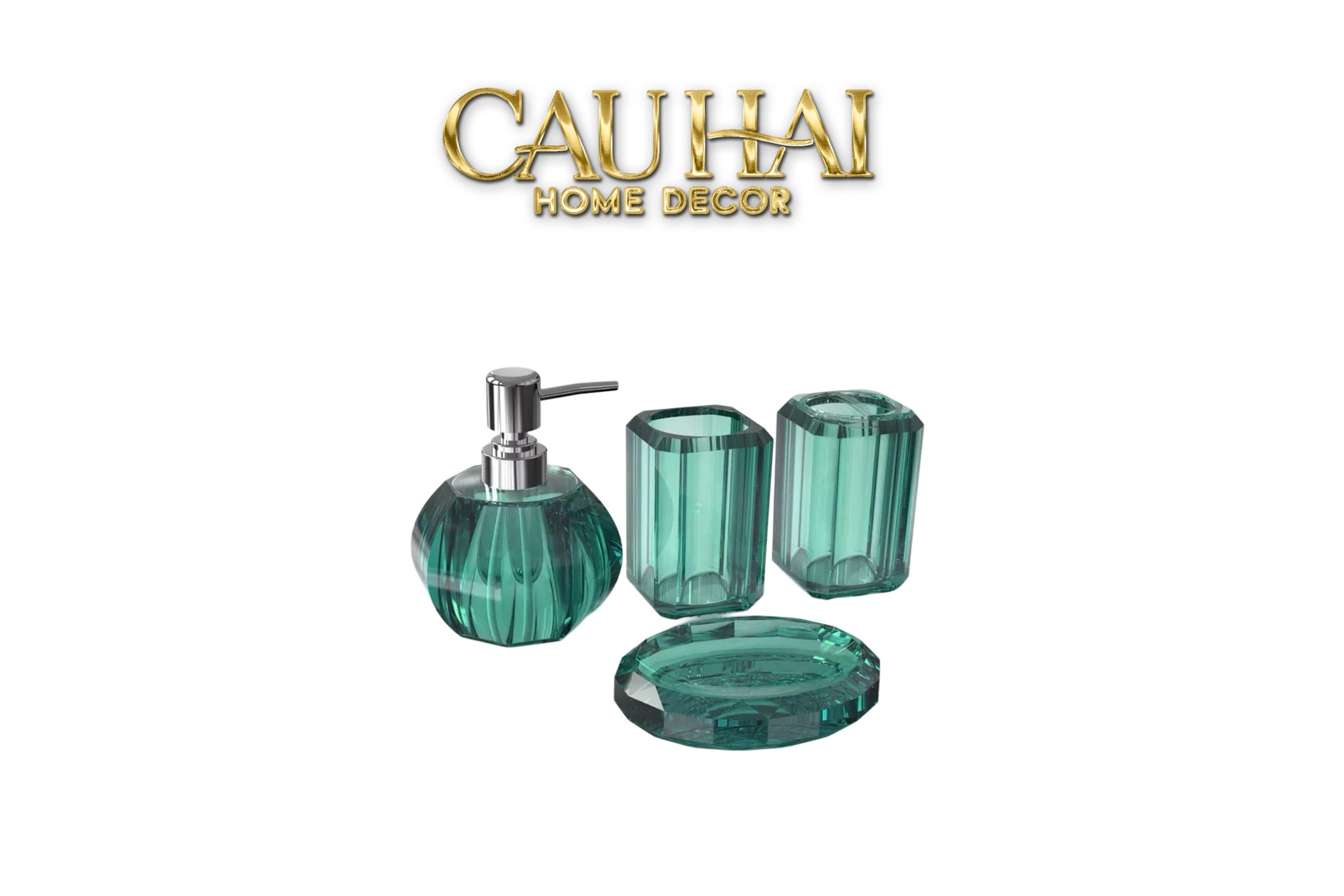 Set Nhà Tắm Acrylic 4 Món Jade Gemstone Bathroom Vanity Set 4pcs-CẬU HAI HOME DECOR