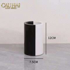 Set Nhà Tắm Đá Marble Trắng Đen Bản Đặc Biệt - Monolith Noir & Ivoire Oval Tray - Bathroom Vanities 4pcs-CẬU HAI HOME DECOR