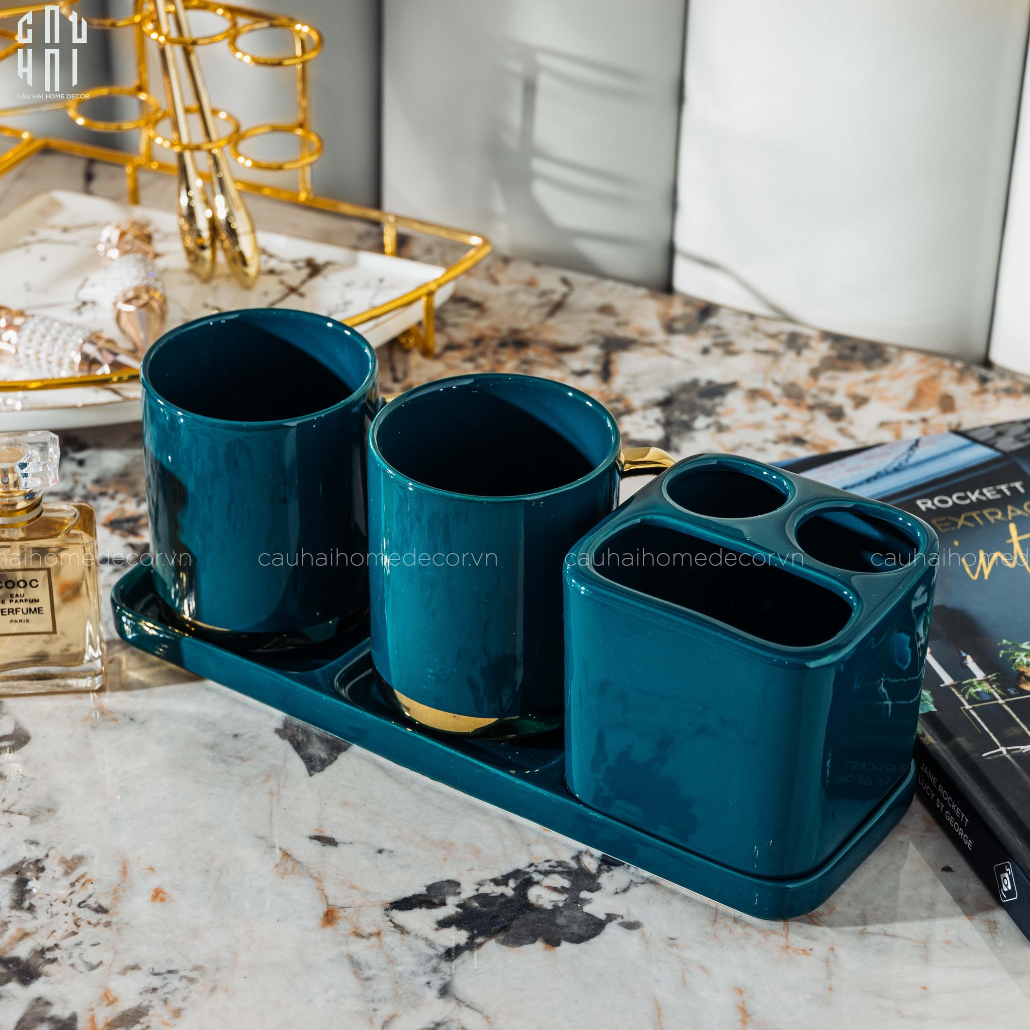 Set Nhà Tắm Emerald Premium 4Pcs Ss22 Bathroom Vanity - CẬU HAI HOME DECOR