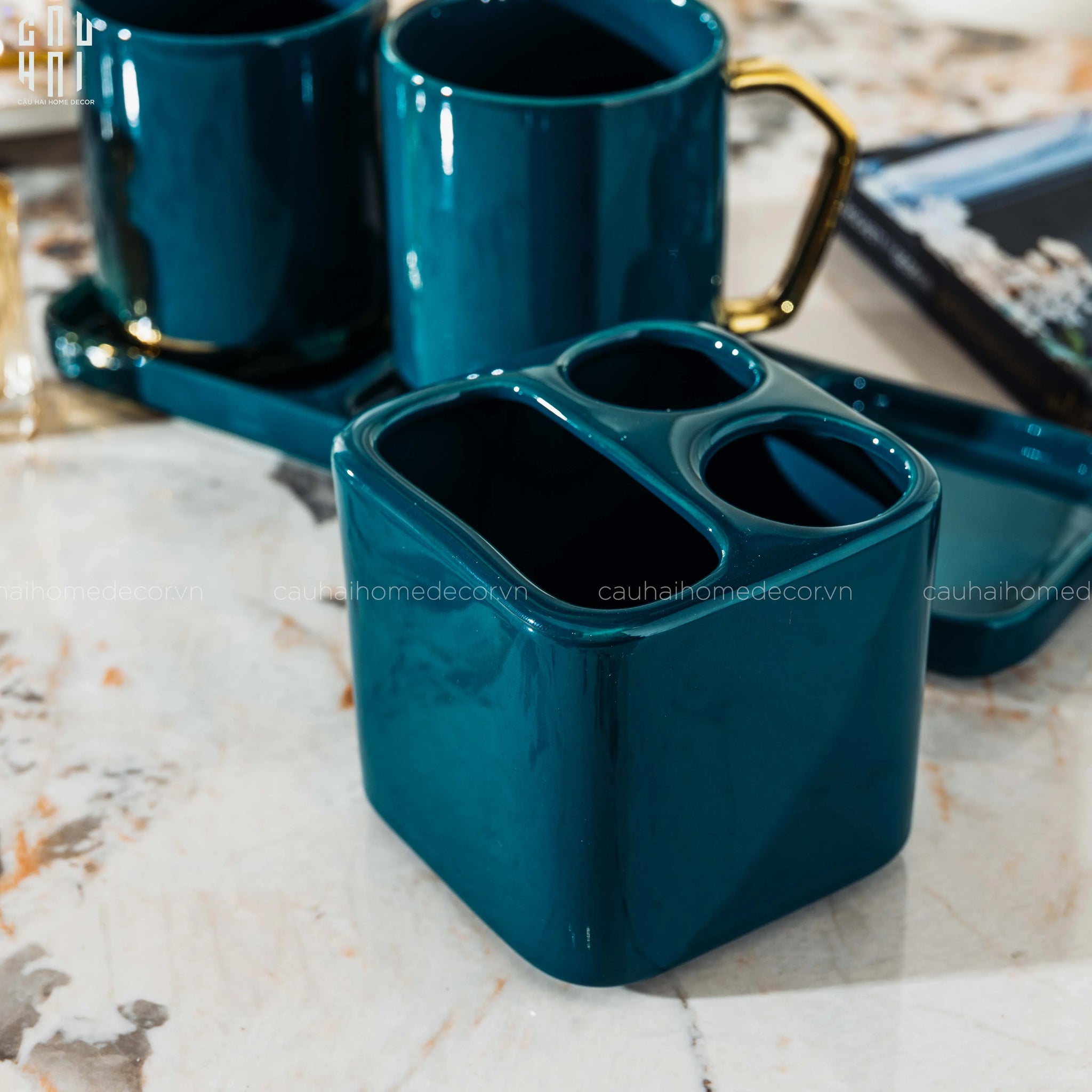 SET NHÀ TẮM EMERALD PREMIUM 4PCS SS22-CẬU HAI HOME DECOR