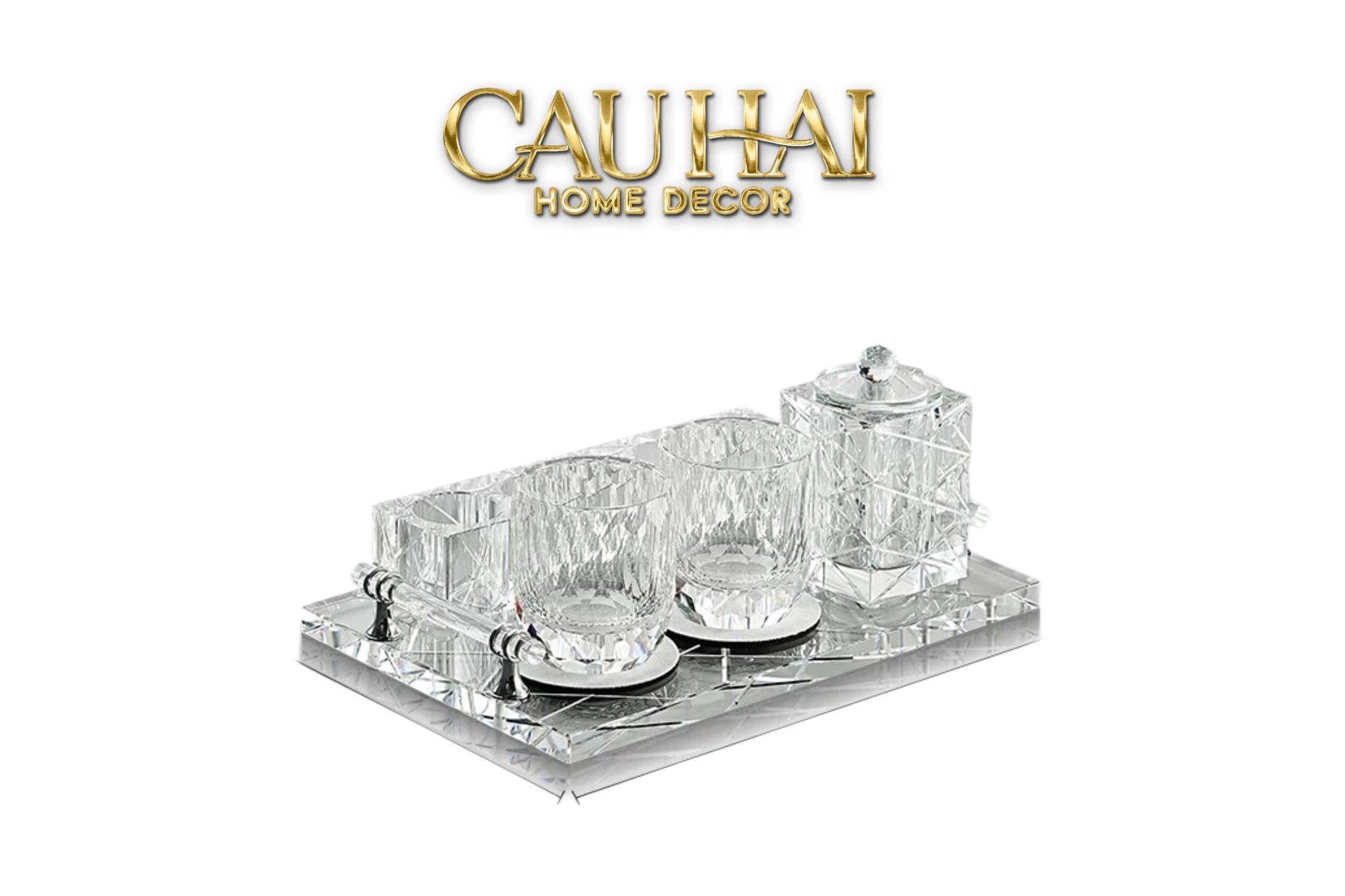 Set Nhà Tắm Pha Lê Pure Cristalleries Cannage Facetté Bathroom Vanity Sets Lọ Bàn Chải 5 Slots-CẬU HAI HOME DECOR