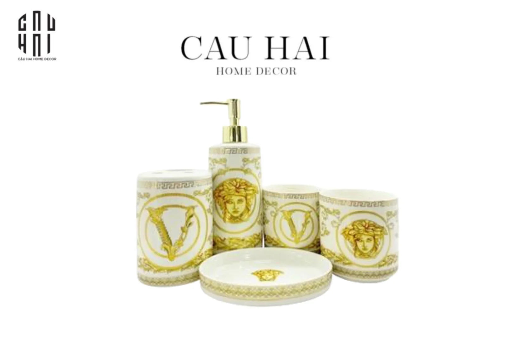 SET NHÀ TẮM WHITE VIRTUS GALA 5pcs Full Box SA25-CẬU HAI HOME DECOR