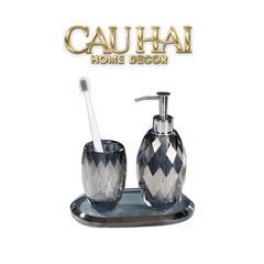 Set Phụ Kiện Nhà Tắm Pha Lê Diamond Cut – Graphite-Set nhà tắm bathroom vanities-CẬU HAI HOME DECOR