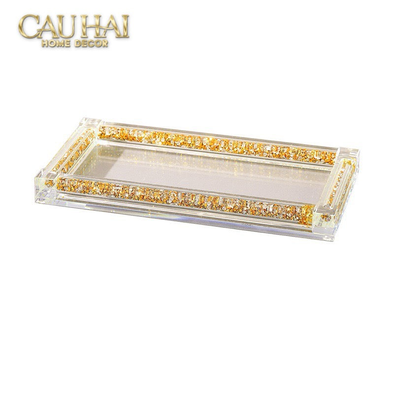 Set Phụ Kiện Nhà Tắm Pha Lê Pavé Gold Mirror Bathroom Vanity 4pcs-CẬU HAI HOME DECOR