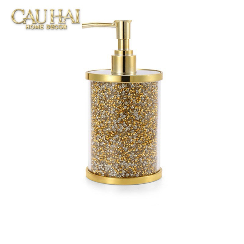 Set Phụ Kiện Nhà Tắm Pha Lê Pavé Gold Mirror Bathroom Vanity 4pcs-CẬU HAI HOME DECOR