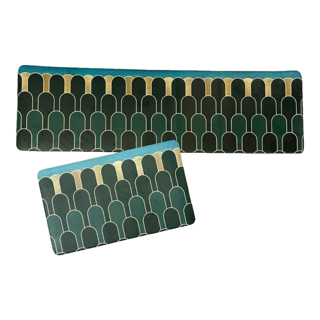 Premium Leather Kitchen Mat Set - Water & Oil Repellent 45x75/150 - The Emerald Arch