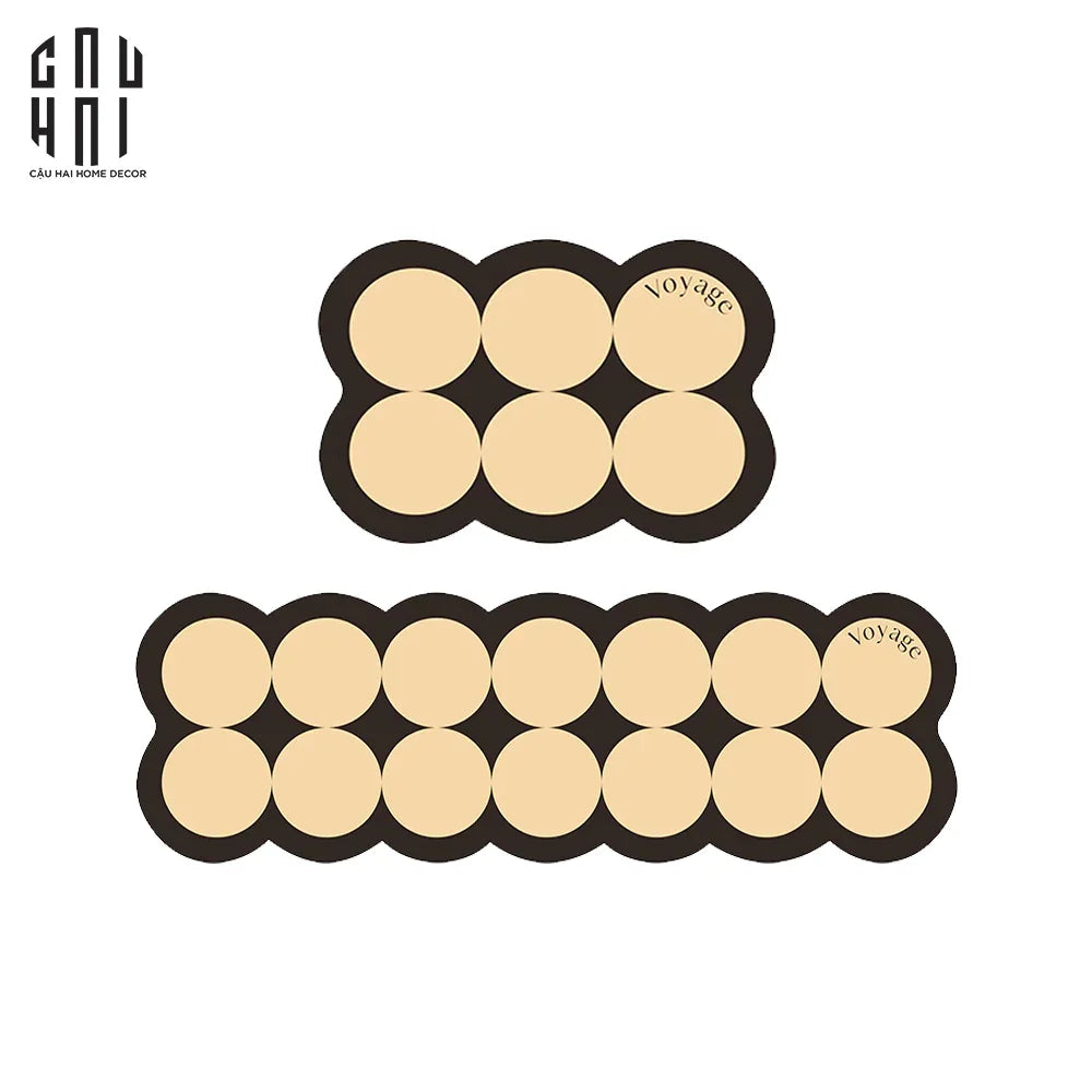 Set Thảm Bếp Da 45x75/150 Cao Cấp - Multi Dot Latte-CẬU HAI HOME DECOR
