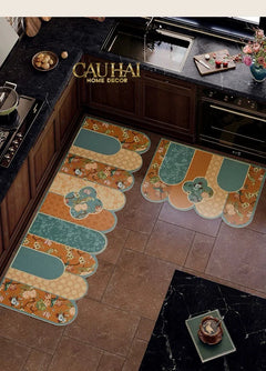 Set Thảm Bếp Da Cao Cấp - Water & Oil Repellent - 45x75/150 Cloud of Dynasty-CẬU HAI HOME DECOR