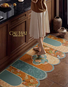 Set Thảm Bếp Da Cao Cấp - Water & Oil Repellent - 45x75/150 Cloud of Dynasty-CẬU HAI HOME DECOR