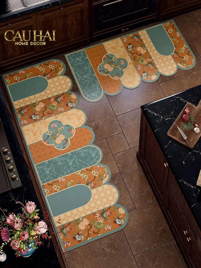 Set Thảm Bếp Da Cao Cấp - Water & Oil Repellent - 45x75/150 Cloud of Dynasty-CẬU HAI HOME DECOR