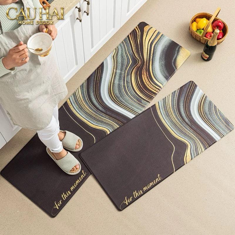 Set Thảm Bếp Da Cao Cấp - Water & Oil Repellent45x75/150 - Saturn Stella-CẬU HAI HOME DECOR