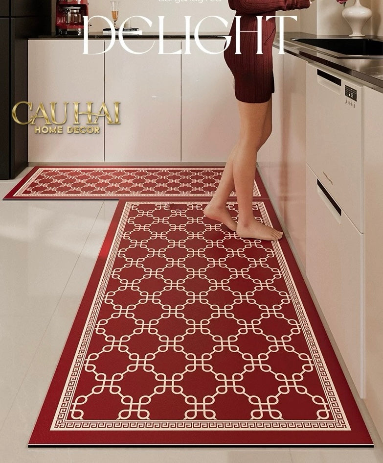 Set Thảm Bếp Micro-Nappa Gen8 45x75/150 Crimson Avalon Trellis-CẬU HAI HOME DECOR
