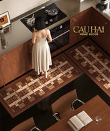 Set Thảm Bếp Micro-Nappa Gen8 Étoile Brun CHAÎNE D’ANCRE Iconique 45x75/150-CẬU HAI HOME DECOR