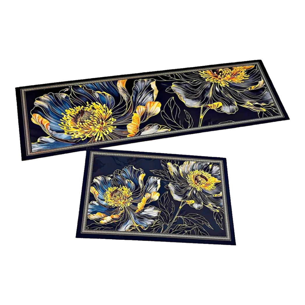 Microfiber Kitchen Mat Set 45x75/150 - Peony - Golden Pivoine