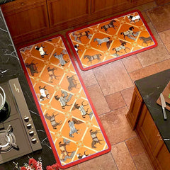 Set Thảm Bếp Microfiber 45x75/150 Vermilion Diamond Patchwork Équestre-CẬU HAI HOME DECOR