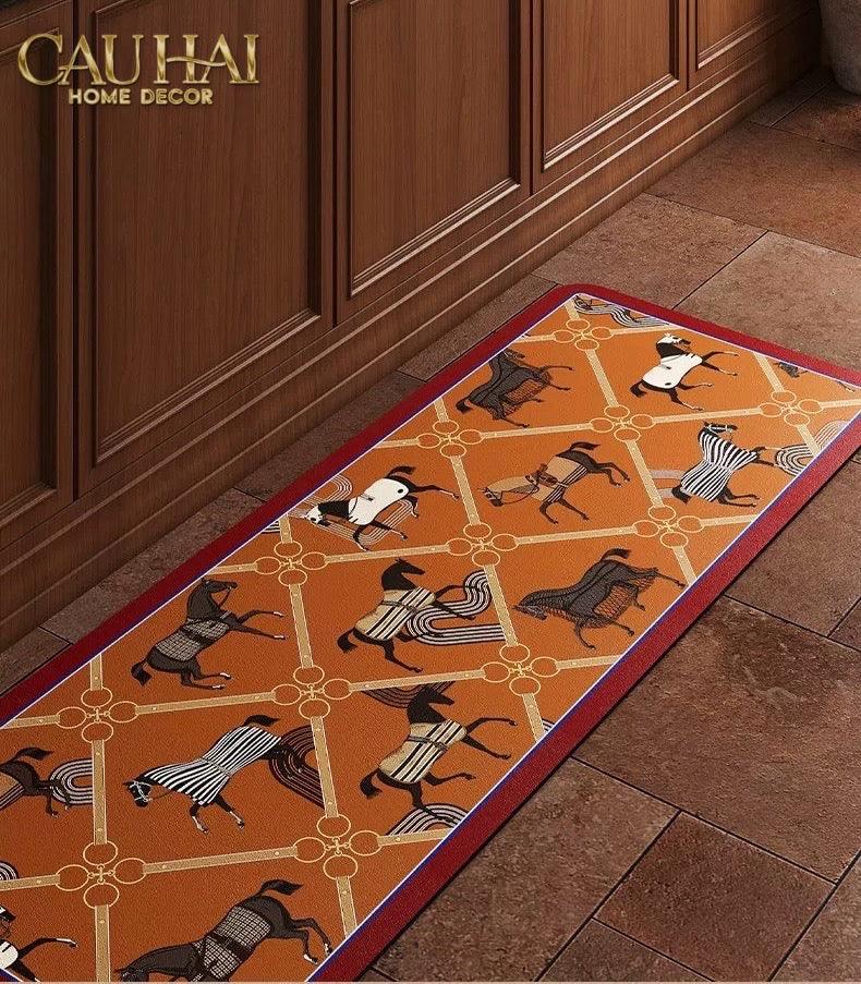Set Thảm Bếp Microfiber 45x75/150 Vermilion Diamond Patchwork Équestre-CẬU HAI HOME DECOR