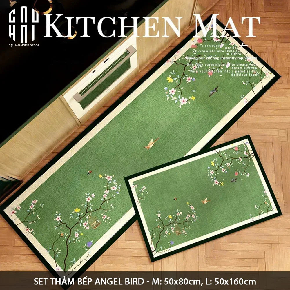 SET THẢM BẾP MICROFIBER ANGEL BIRD 1M6-CẬU HAI HOME DECOR