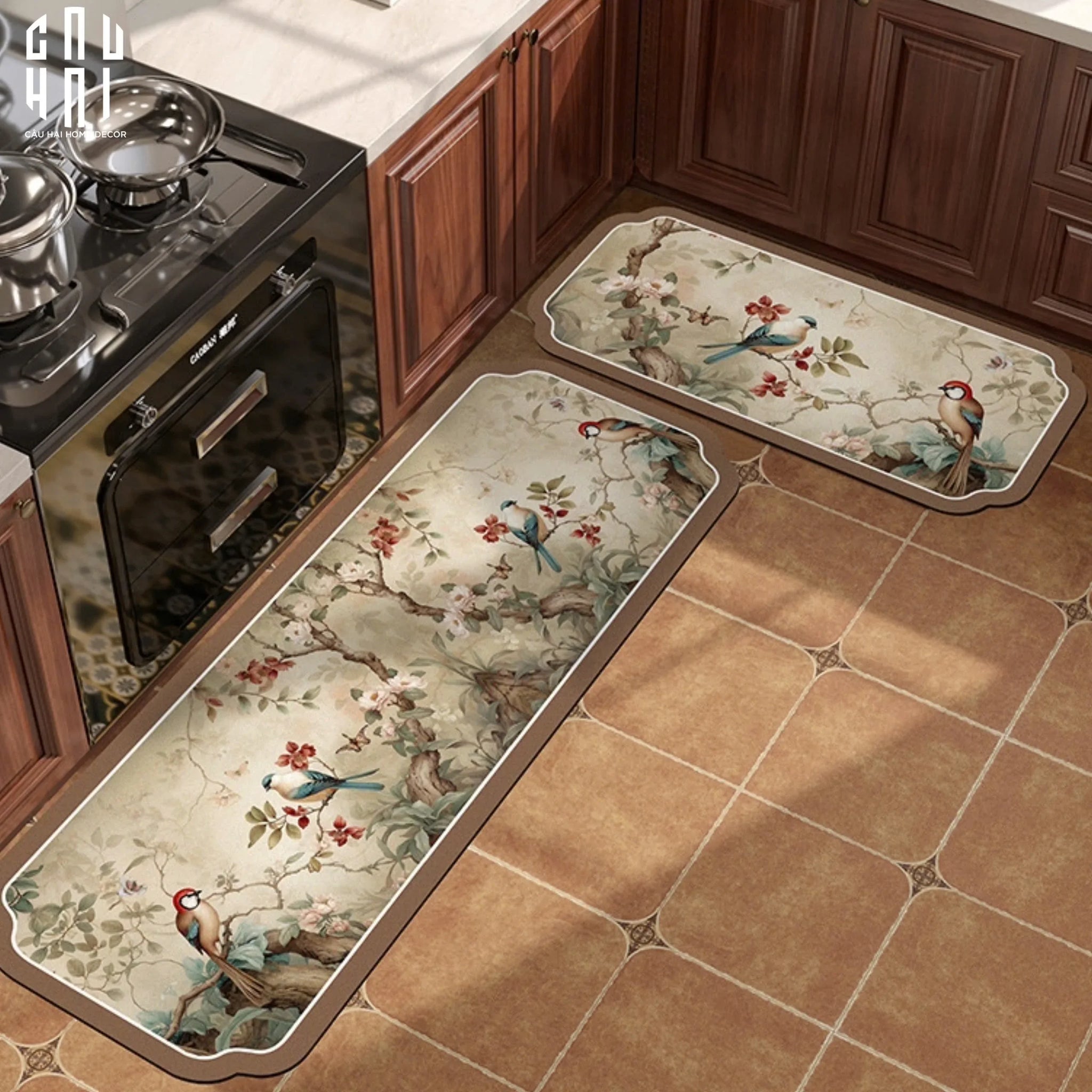 SET THẢM BẾP MICROFIBER MIRACLE BIRDS-CẬU HAI HOME DECOR
