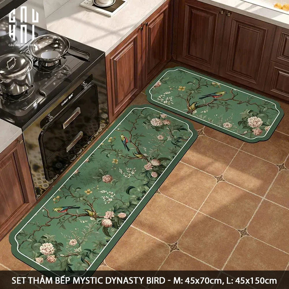 SET THẢM BẾP MICROFIBER MYSTIC BIRD 1M5-CẬU HAI HOME DECOR