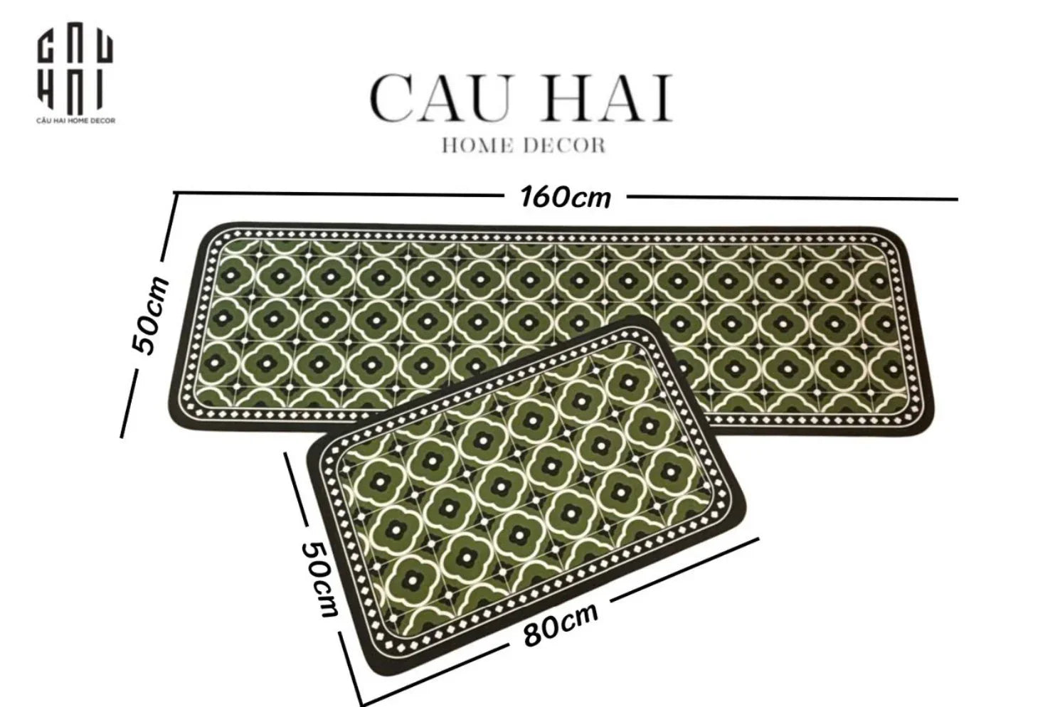 SET THẢM BẾP MICROFIBER OLIVE PETALS 1M6-CẬU HAI HOME DECOR