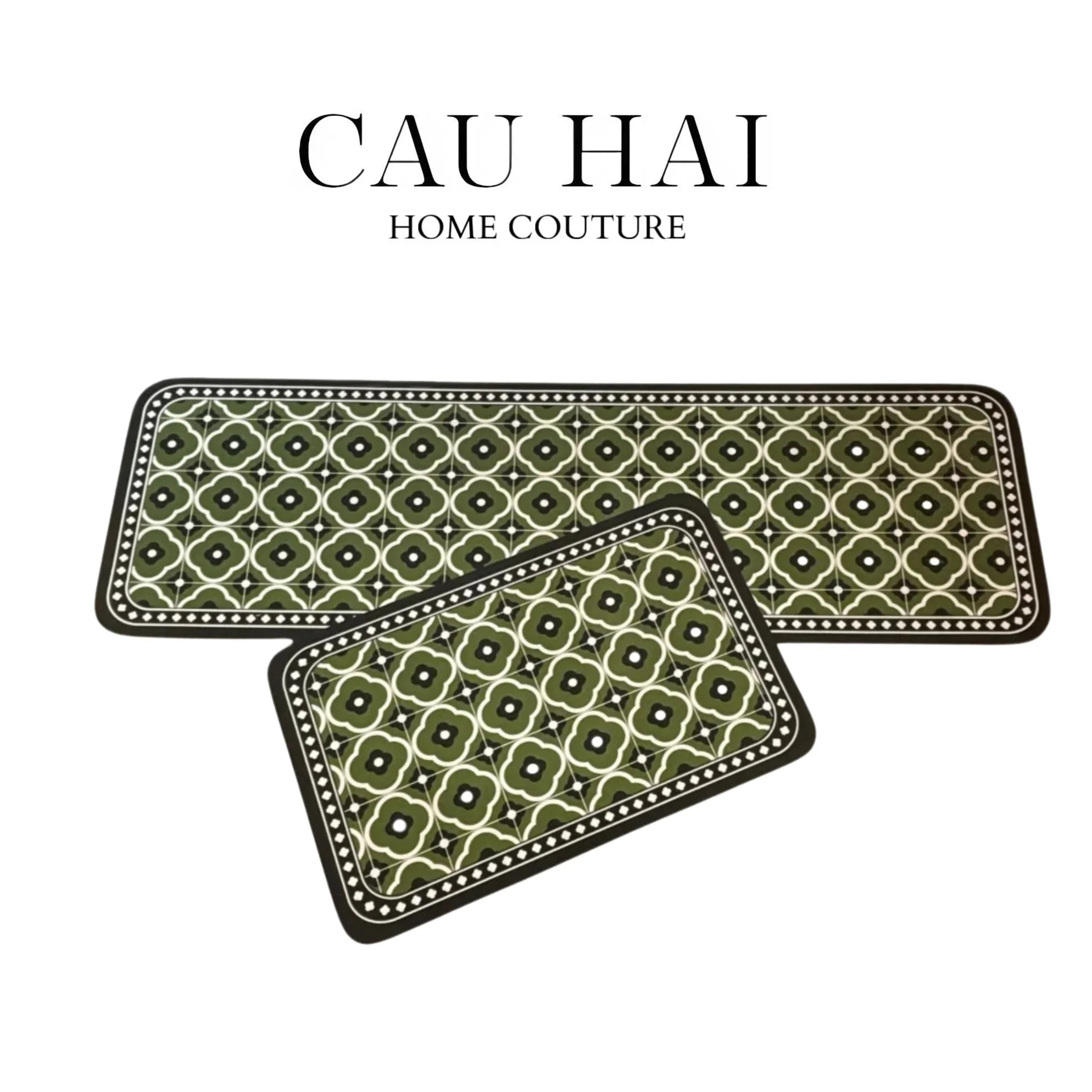 SET THẢM BẾP MICROFIBER OLIVE PETALS 1M6-CẬU HAI HOME DECOR