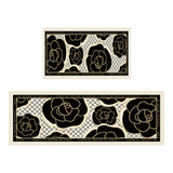 Set Thảm Bếp Da 45x75/150 Cao Cấp - Noir CAMÉLIA - Spell In Bloom