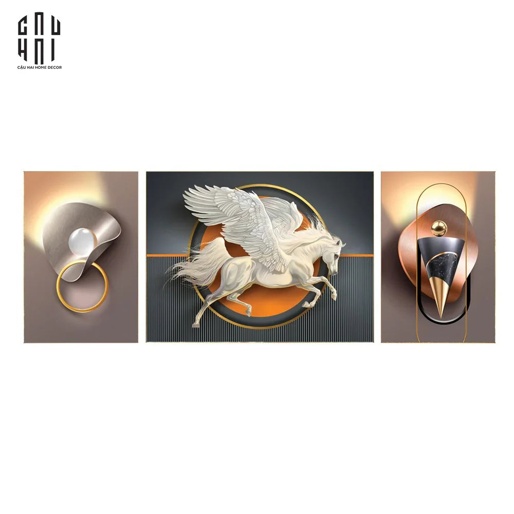 SET TRANH CANVAS ROYAL FLYING HORSE LUXURY-CẬU HAI HOME DECOR