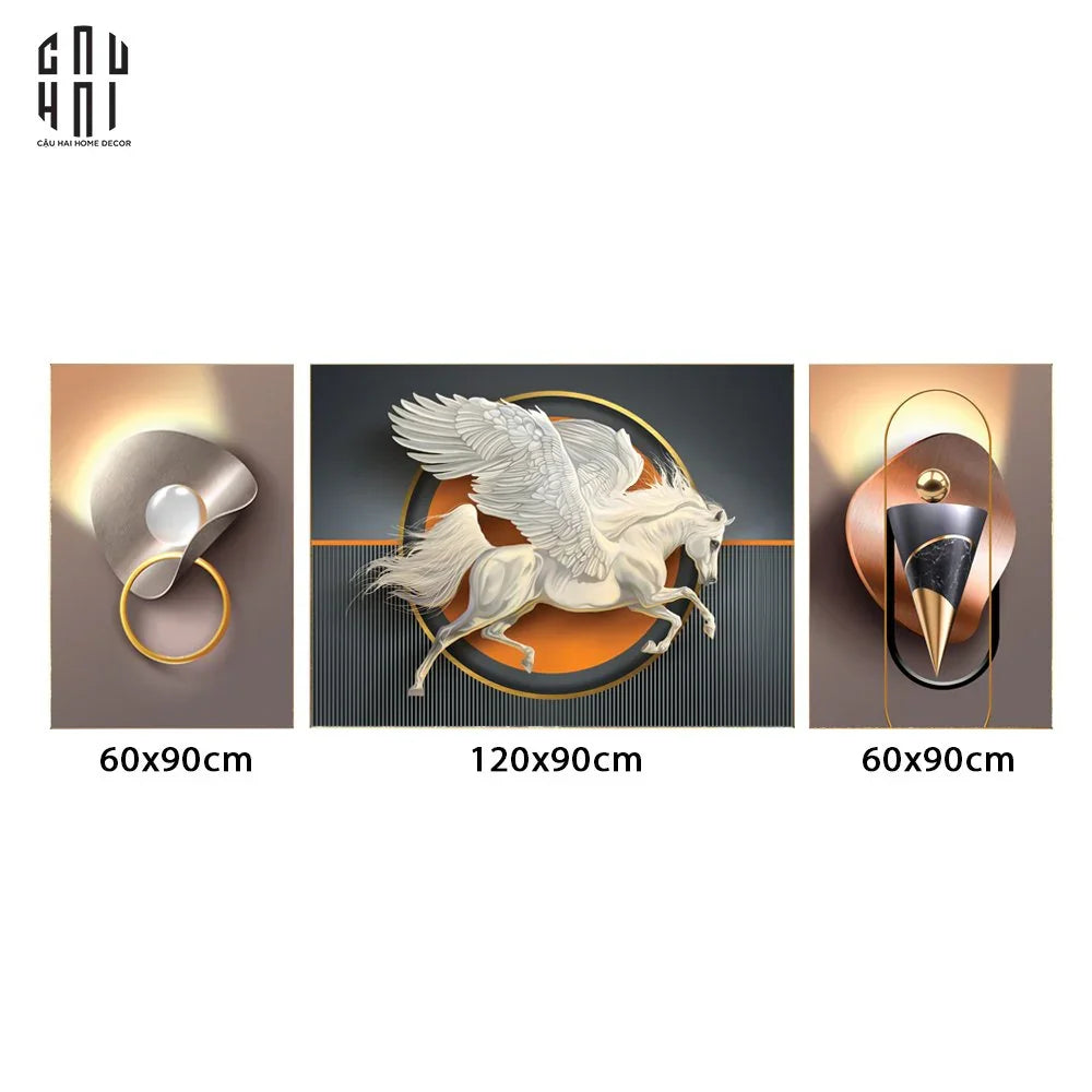 SET TRANH CANVAS ROYAL FLYING HORSE LUXURY-CẬU HAI HOME DECOR
