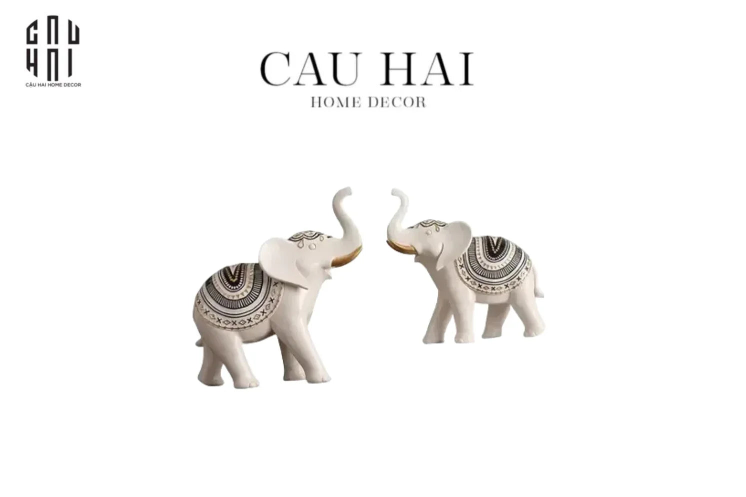 Set Tượng Bạch Tượng Hoàng Gia - White Elephant Atelier-CẬU HAI HOME DECOR