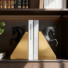 Set Tượng Chặn Sách Đá Marble Trojan Troy Horse Bookend 20x10x15-CẬU HAI HOME DECOR