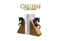 Set Tượng Chặn Sách Đá Marble Trojan Troy Horse Bookend 20x10x15-CẬU HAI HOME DECOR