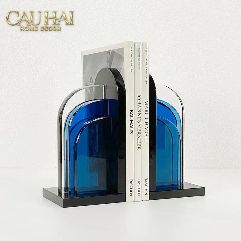 Set Tượng Chặn Sách Pha Lê Cristalleries Blue Gates Bookend 22x11x12-CẬU HAI HOME DECOR