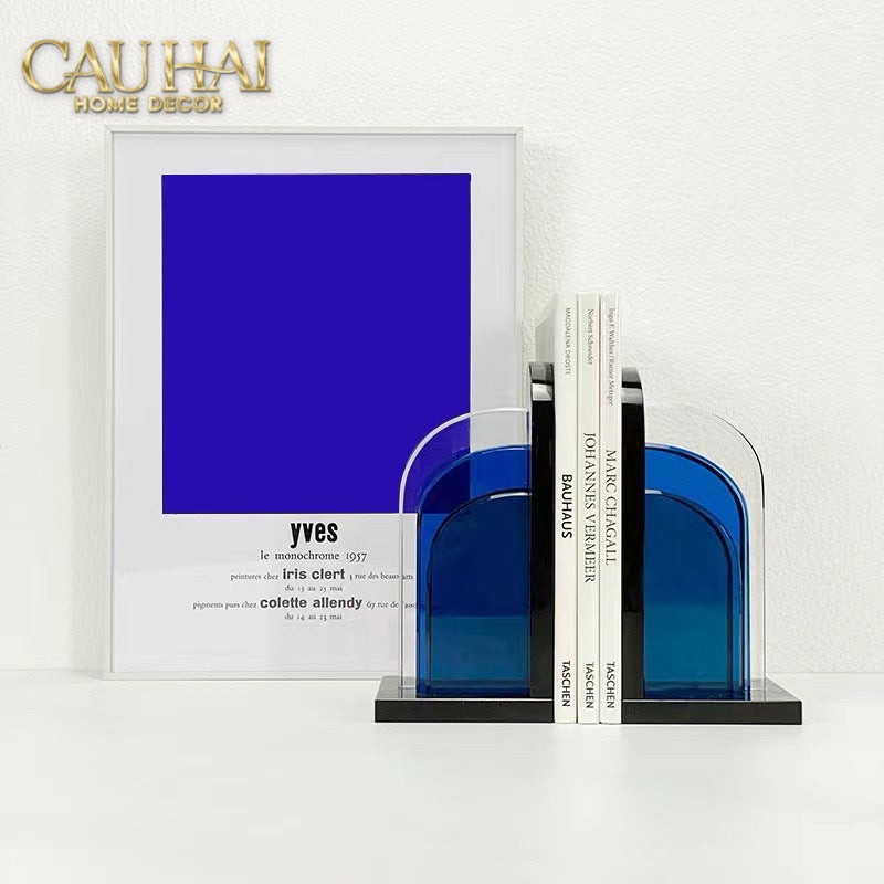 Set Tượng Chặn Sách Pha Lê Cristalleries Blue Gates Bookend 22x11x12-CẬU HAI HOME DECOR