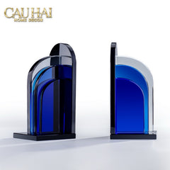 Set Tượng Chặn Sách Pha Lê Cristalleries Blue Gates Bookend 22x11x12-CẬU HAI HOME DECOR