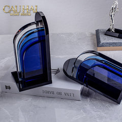 Set Tượng Chặn Sách Pha Lê Cristalleries Blue Gates Bookend 22x11x12-CẬU HAI HOME DECOR