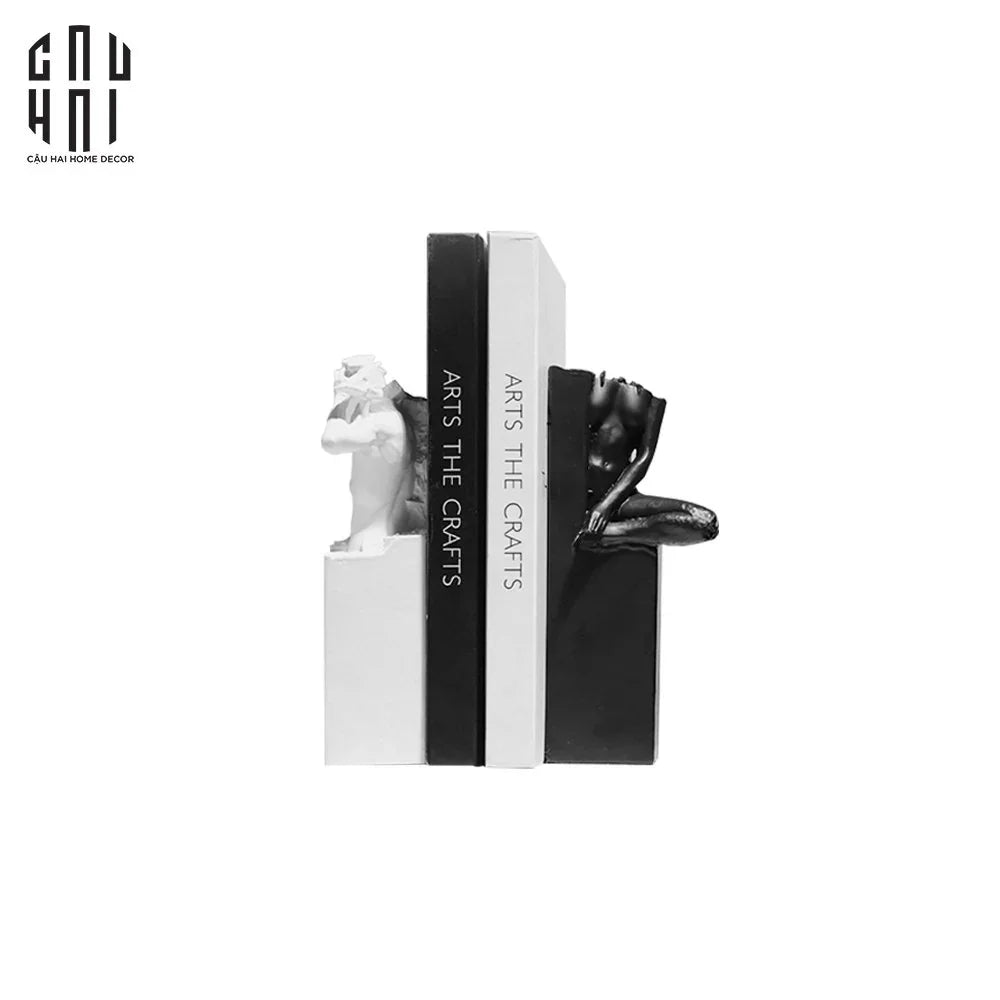 Set Tượng Chặn Sách Trang Trí Black & White Statues 6x18-CẬU HAI HOME DECOR