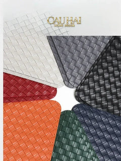 Tấm Lót Bàn Ăn Da Đan Bản Màu Đỏ Mận - Rouge Matte Intrecciato Leather Placemat 30x43 - Đỏ Mận-CẬU HAI HOME DECOR