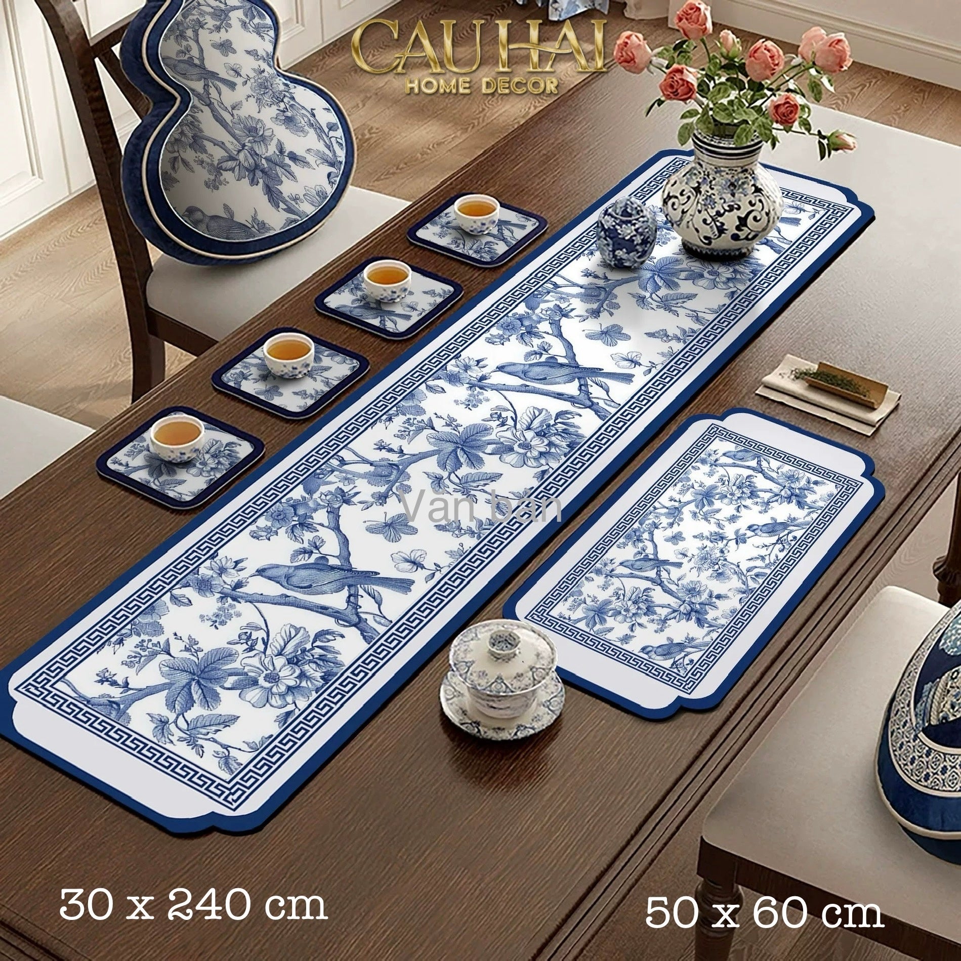 Tấm Lót Microfiber 50X60 - Porcelain Revival Art Indochine Oriental Jardin Table Mat - CẬU HAI HOME DECOR